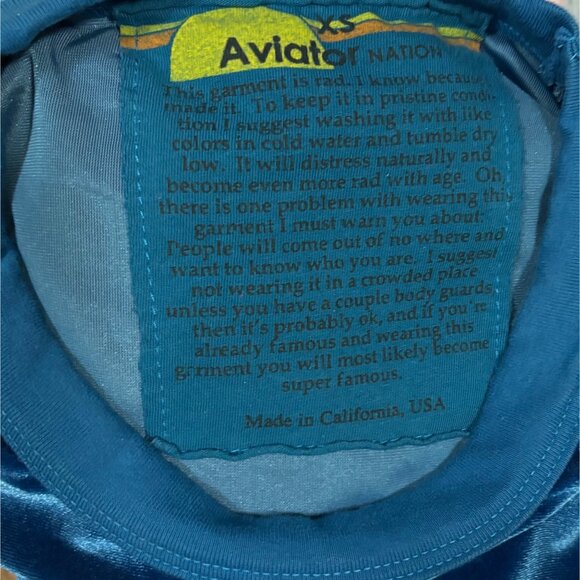 Aviator Nation Classic Velvet Relaxed Sweatshirt Vintage Blue Pullover Size Xs - Picture 9 of 10